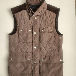 Zara Man Vest Full Zip Snap Men's Size Small Brown Camel Color Snapped Pockets